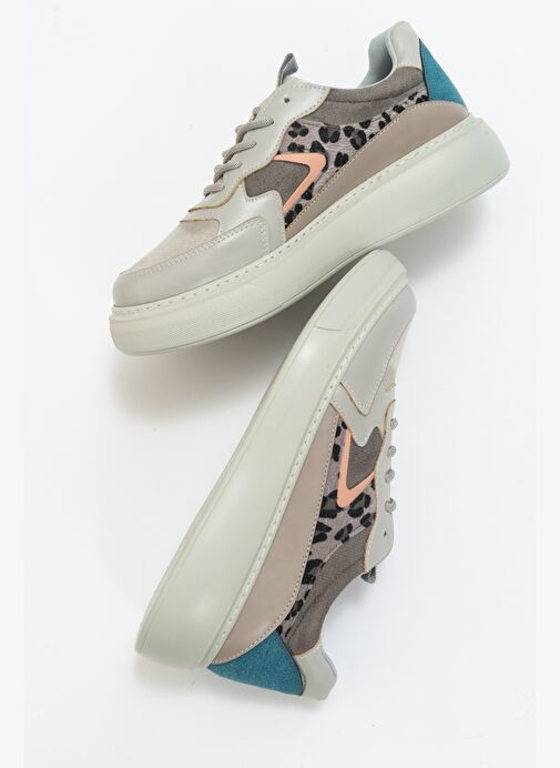 Luvi Shoes Gri-Turkuaz Kadın Sneaker 17-705 - Görsel 3