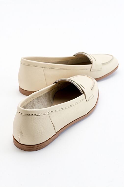Luvi Shoes Bej Kadın Deri Loafer 63-F02 - Görsel 4