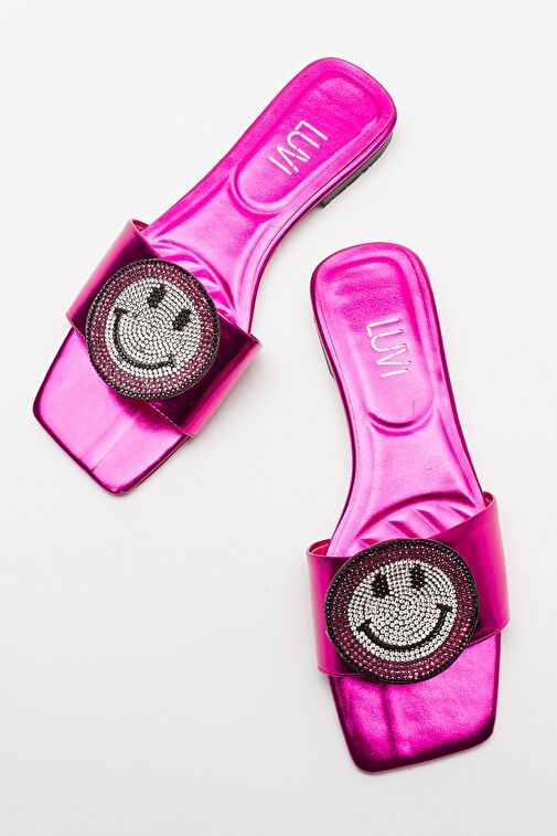 YAVN Fuşya Taşlı Kadın Terlik - Görsel 3