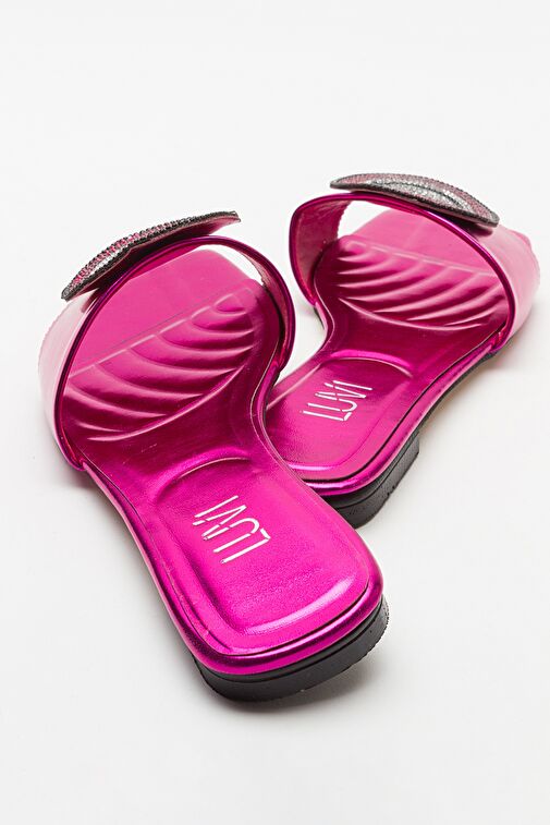 YAVN Fuşya Taşlı Kadın Terlik - Görsel 4