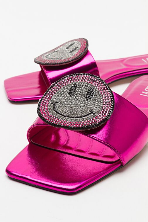 YAVN Fuşya Taşlı Kadın Terlik - Görsel 5