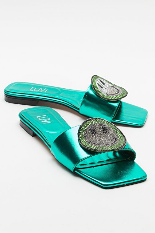 YAVN Yeşil Taşlı Kadın Terlik - Görsel 2