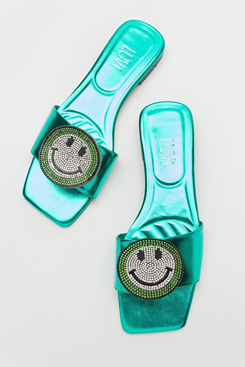 YAVN Yeşil Taşlı Kadın Terlik - Görsel 3
