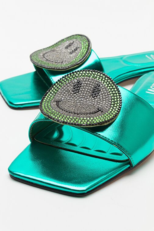 YAVN Yeşil Taşlı Kadın Terlik - Görsel 4