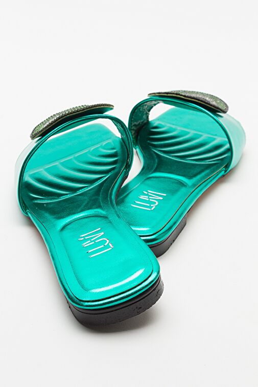 YAVN Yeşil Taşlı Kadın Terlik - Görsel 5