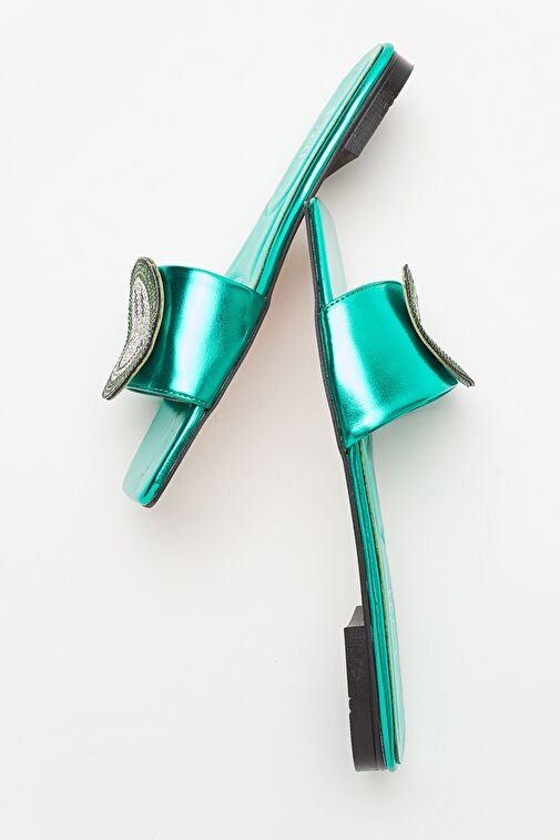 YAVN Yeşil Taşlı Kadın Terlik - Görsel 6