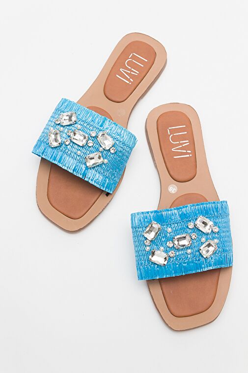 Luvi Shoes Mavi Kadın Hasır Terlik 74-200 - Görsel 3