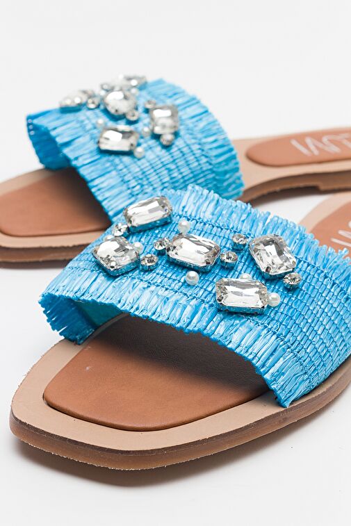 Luvi Shoes Mavi Kadın Hasır Terlik 74-200 - Görsel 5
