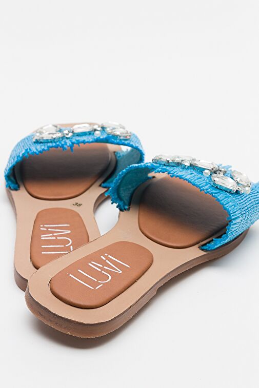 Luvi Shoes Mavi Kadın Hasır Terlik 74-200 - Görsel 6