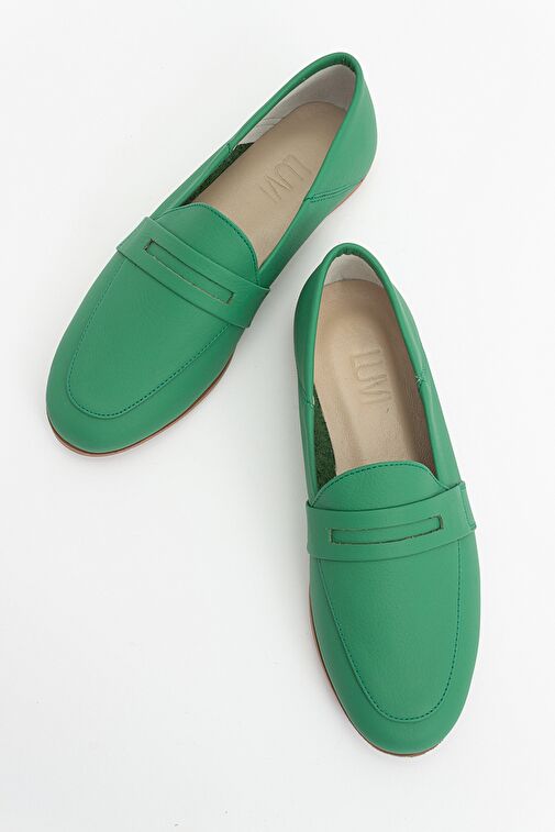 Luvi Shoes Yeşil Kadın Deri Loafer 63-F05 - Görsel 3