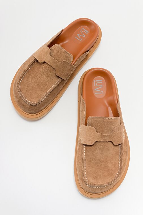 LAVEN Toprak Süet Hakiki Deri Kadın Terlik - Görsel 3