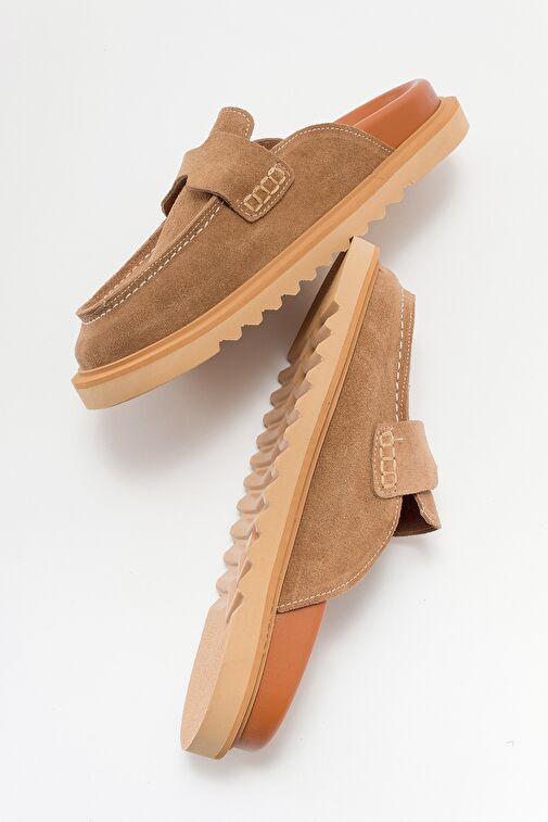 LAVEN Toprak Süet Hakiki Deri Kadın Terlik - Görsel 4