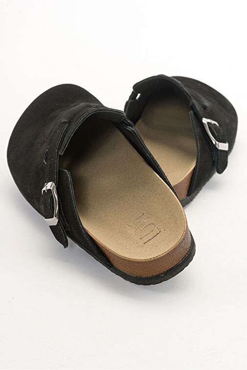 GONS Siyah Süet Deri Kadın Terlik - Görsel 5