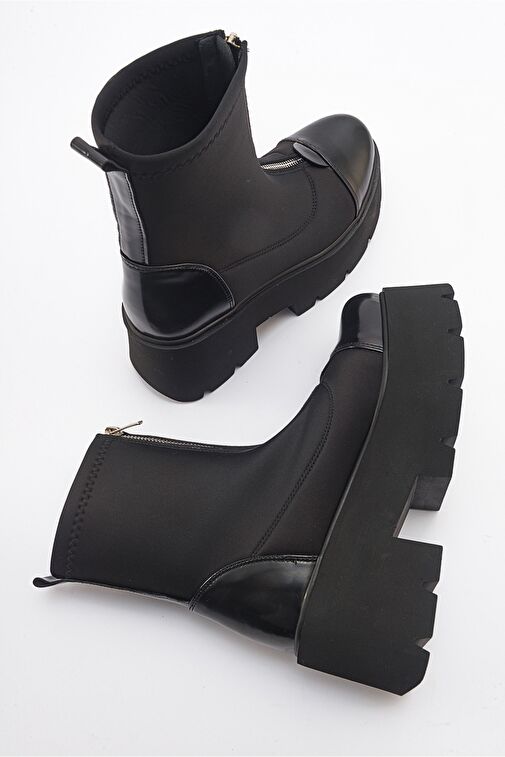 BRAY Siyah Rugan Scuba Kalın Taban Kadın Bot - Görsel 3