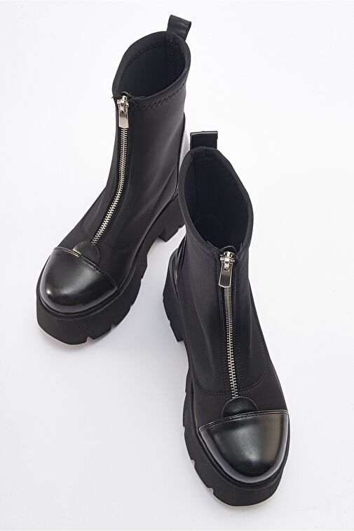 BRAY Siyah Rugan Scuba Kalın Taban Kadın Bot - Görsel 6