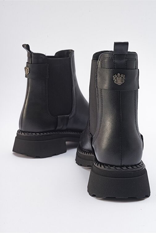 MARLY Siyah Cilt Lastikli Kadın Chelsea Bot - Görsel 5