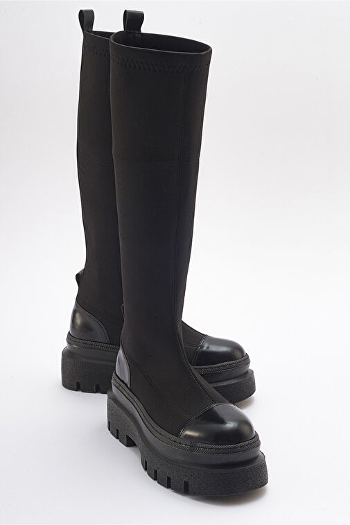 CELİNE Siyah Scuba Kalın Tabanlı Kadın Çizme - Görsel 2