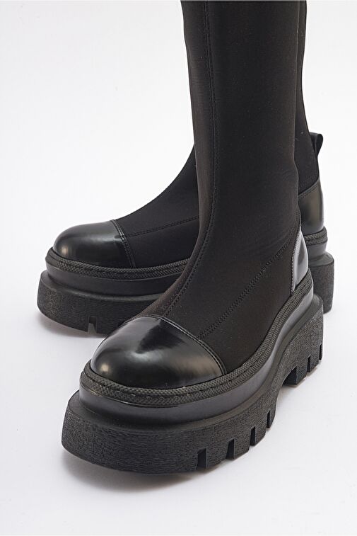 CELİNE Siyah Scuba Kalın Tabanlı Kadın Çizme - Görsel 6