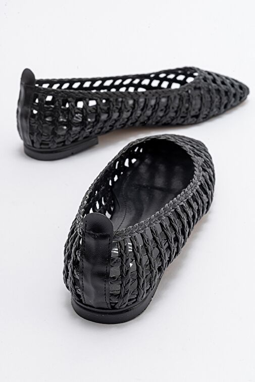 ARCOLA Siyah Örme Desenli Kadın Babet Ayakkabı - Görsel 5