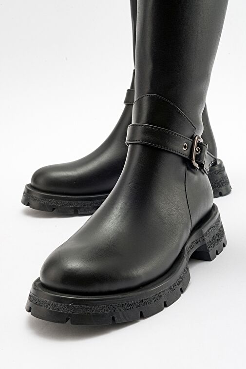 COVELA Siyah Cilt Kadın Çizme - Görsel 4