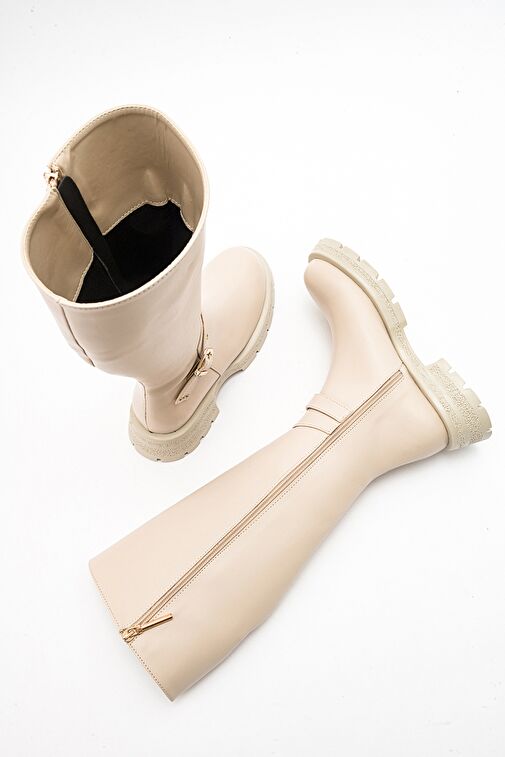 COVELA Bej Cilt Kadın Çizme - Görsel 3