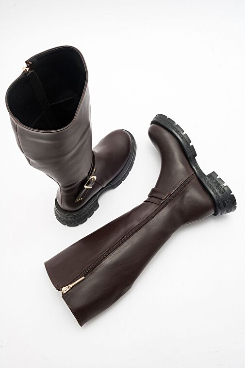 COVELA Kahve Cilt Kadın Çizme - Görsel 3