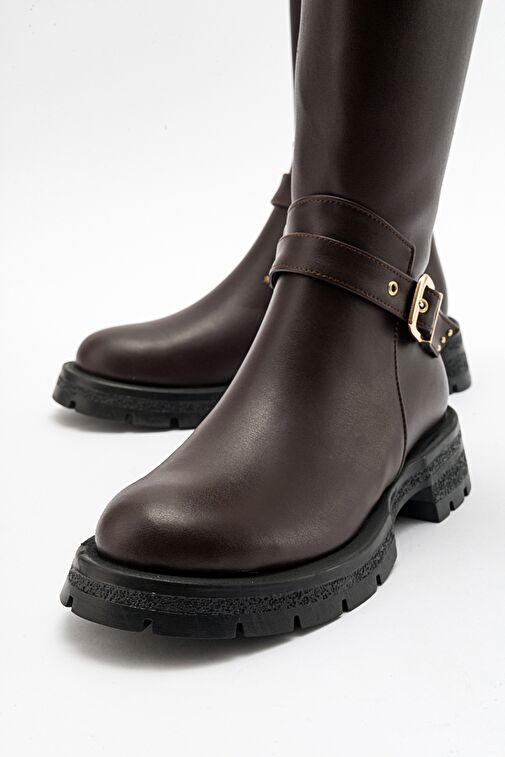 COVELA Kahve Cilt Kadın Çizme - Görsel 4