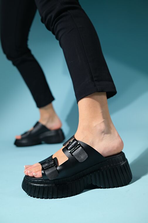 Luvi Shoes Siyah Kadın Deri Terlik 9-6152 - Görsel 3