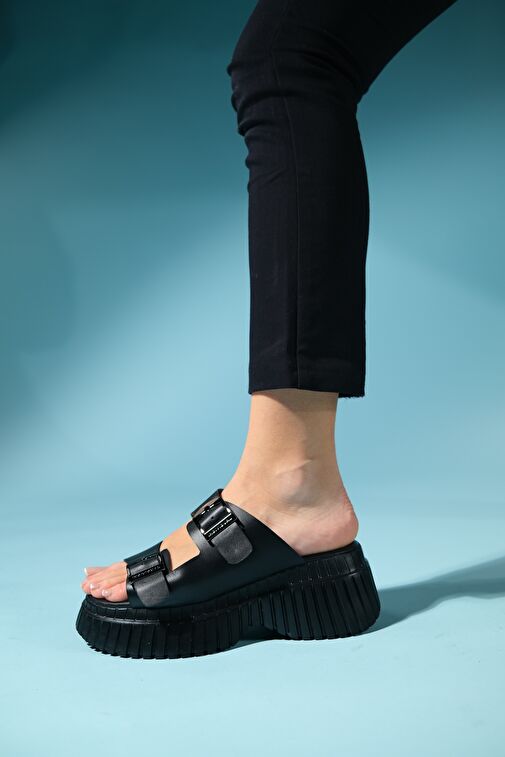 Luvi Shoes Siyah Kadın Deri Terlik 9-6152 - Görsel 4