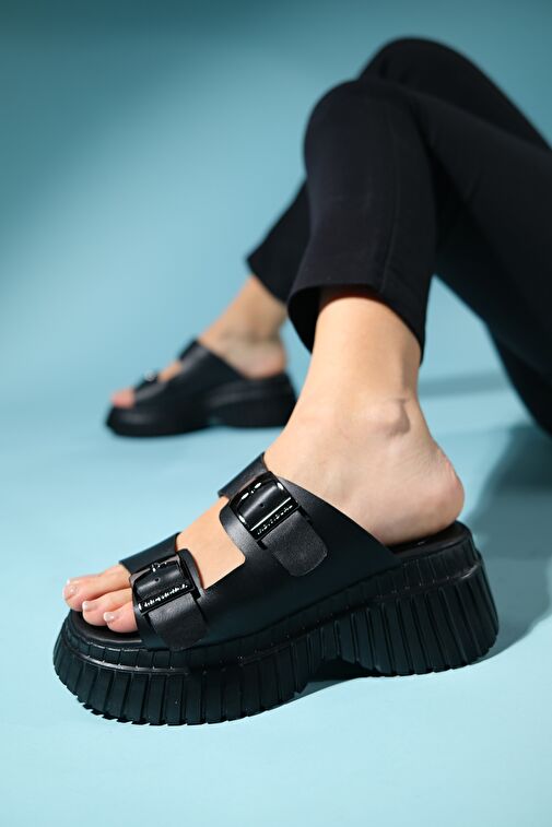 Luvi Shoes Siyah Kadın Deri Terlik 9-6152 - Görsel 6