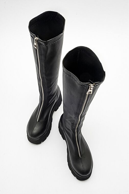 AMARONTE Siyah Streç Kalın Taban Kadın Çizme - Görsel 4