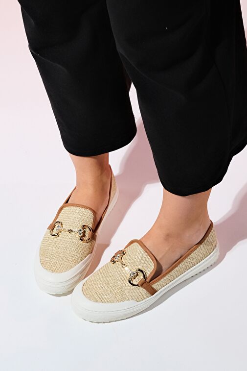 Luvi Shoes Bej Kadın Hasır Loafer 1-373K2008 - Görsel 2