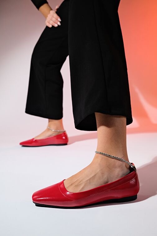 Luvi Shoes Kırmızı Kadın Rugan Babet 222-23048 - Görsel 3