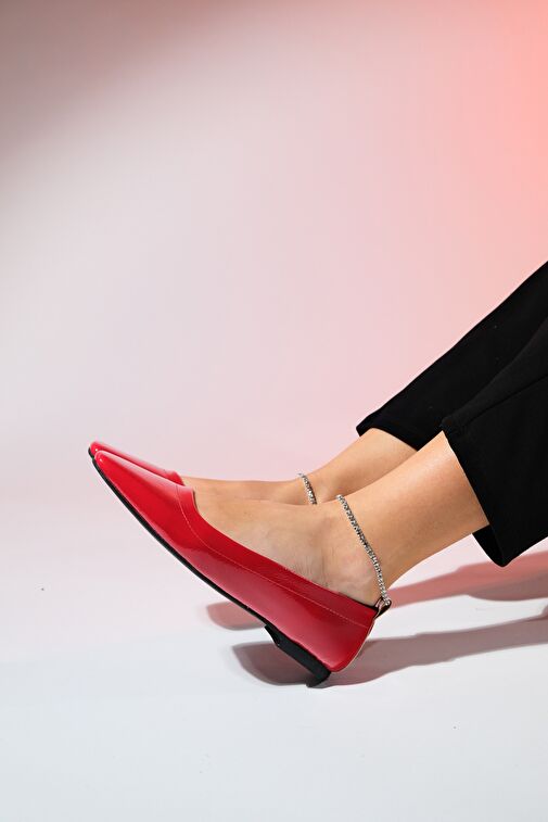 Luvi Shoes Kırmızı Kadın Rugan Babet 222-23048 - Görsel 4