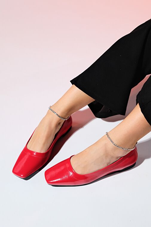Luvi Shoes Kırmızı Kadın Rugan Babet 222-23048 - Görsel 5