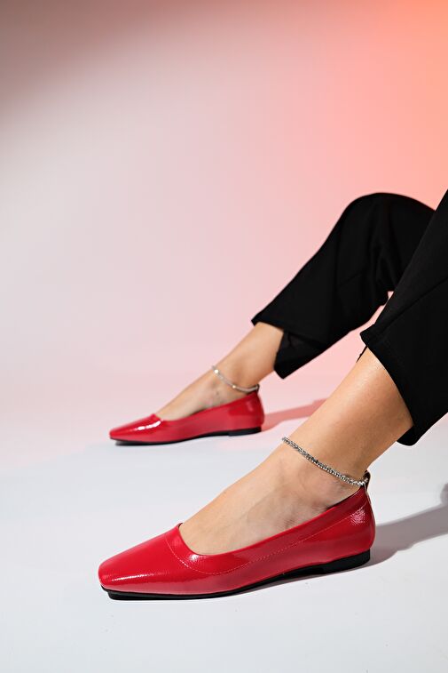 Luvi Shoes Kırmızı Kadın Rugan Babet 222-23048 - Görsel 7
