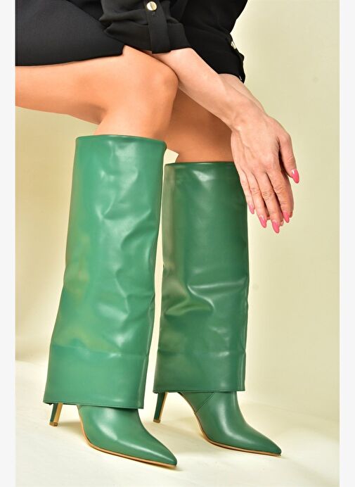 Yeşil İnce Topuklu Kadın Çizme N572570009 - Görsel 2