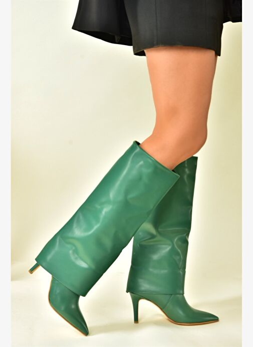 Yeşil İnce Topuklu Kadın Çizme N572570009 - Görsel 4