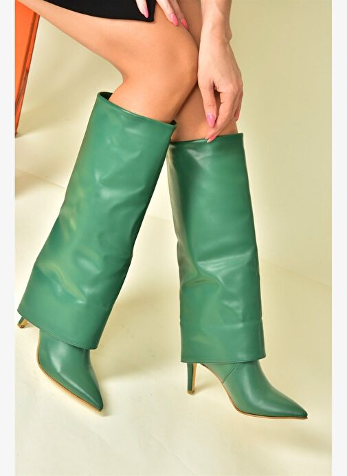 Yeşil İnce Topuklu Kadın Çizme N572570009 - Görsel 5