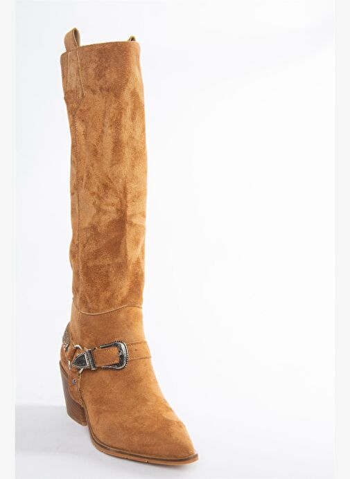 Taba Süet Alçak Topuklu Kovboy Model Çizme N882880702 - Görsel 7
