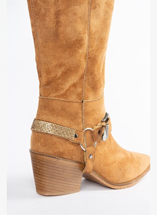 Taba Süet Alçak Topuklu Kovboy Model Çizme N882880702 - Görsel 9