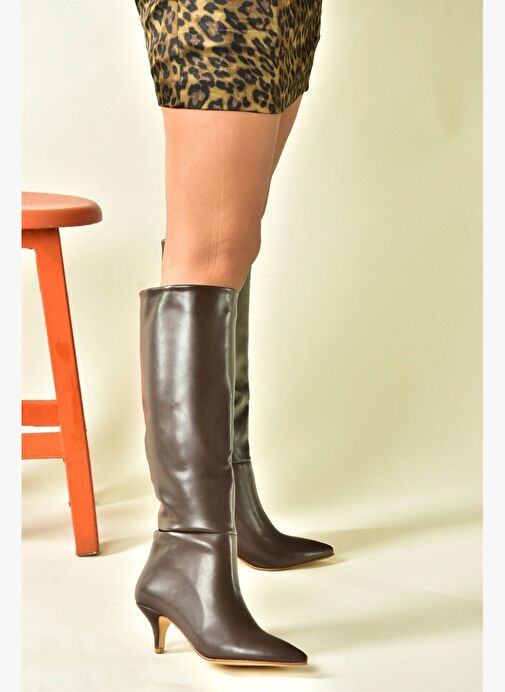 Kahverengi Alçak Topuklu Kadın Çizme J749205309 - Görsel 4