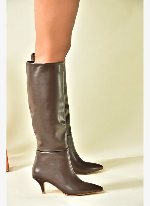 Kahverengi Alçak Topuklu Kadın Çizme J749205309 - Görsel 5