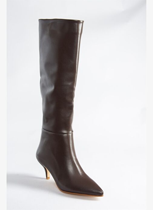 Kahverengi Alçak Topuklu Kadın Çizme J749205309 - Görsel 6