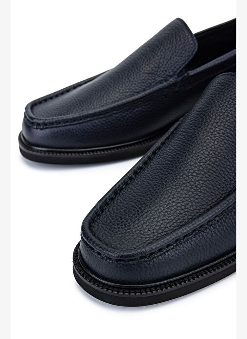 Tamer Tanca Erkek Hakiki Deri Lacivert Loafer Ayakkabı - Görsel 5