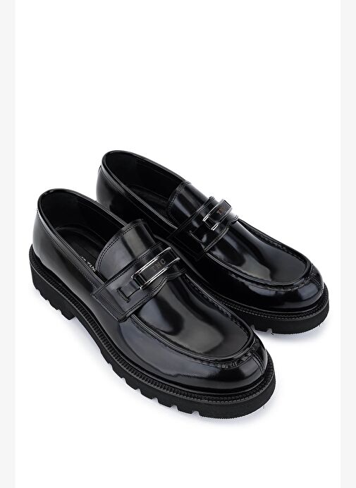 Tamer Tanca Erkek Hakiki Deri Siyah Açma Loafer Ayakkabı - Görsel 3