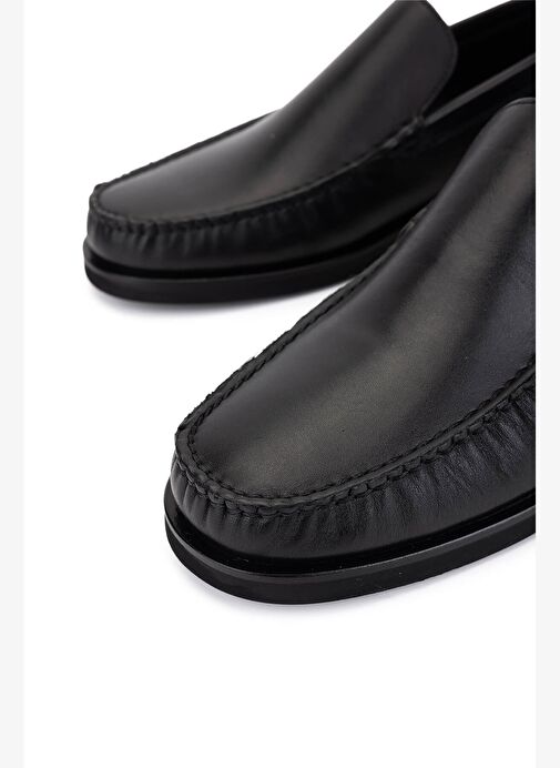Tamer Tanca Erkek Hakiki Deri Siyah Analin Loafer Ayakkabı - Görsel 4