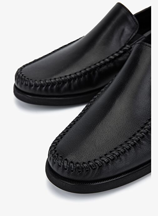 Valmenti Erkek Hakiki Deri Siyah Loafer Ayakkabı - Görsel 4