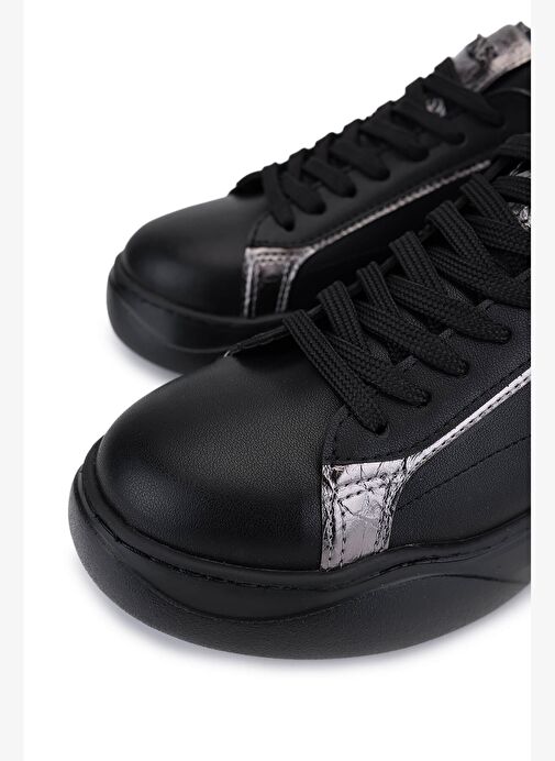 Tamer Tanca Kadın Suni Deri Siyah/Antrasit Sneakers & Spor Ayakkabı - Görsel 4
