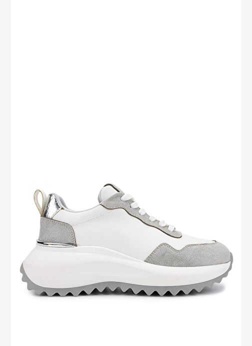 Tamer Tanca Kadın Suni Deri Beyaz/Gri/Lame Sneakers & Spor Ayakkabı - Görsel 2